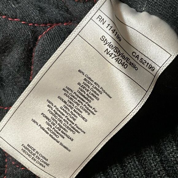 Roxy Red & Gray Plaid Bomber Jacket with Faux Fur Hood – Size S - Picture 10 of 10